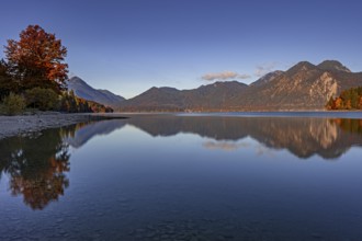 Mountain lake, mountains, morning light, reflection, autumn, autumn color, forest, shore,