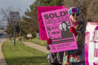 Farmington Hills, Michigan USA - 10 November 2025 - Activists picket U.S. Senator Haley Stevens'