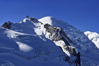 Mont Maudit covered with snow from the left, Mont-Blanc, Aiguille du Midi mountain station viewing