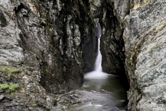 Small waterfall, Diosaz mountain river in the gorge, Gorges de la Diosaz, Les Houches,