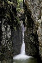 Small waterfall, Diosaz mountain river in the gorge, Gorges de la Diosaz, Les Houches,