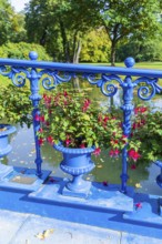 Fuchsia Bridge or Blue Bridge in Muskauer Park, UNESCO World Heritage Site, Bad Muskau, Upper