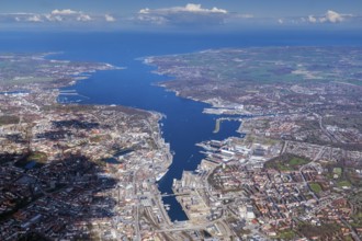 Kiel Fjord, Baltic Sea, water, sea, Kiel, state capital, aerial view, Schleswig-Holstein, aerial