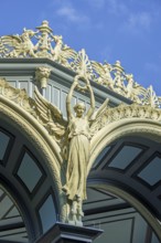 Nike goddess of victory, griffins and palmettes decorating 1885 Kiosk, music pavillion at the