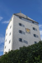 Franzmühle, Fassade mit Sonnenuhr, Bad Tölz, Upper Bavaria, Bavaria, Germany
