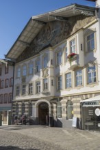 Gabled house, Marktstraße, Fußgängerzone, Bad Tölz, Old Town, Upper Bavaria, Bavaria, Germany