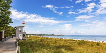 Dune promenade and beach in the seaside resort of Boltenhagen on the Baltic Sea,