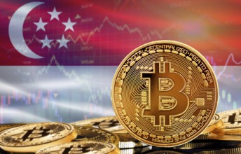 Investors in cryptocurrency and Blockchain Technology in Singapore, Concept. Bitcoin with Singapore