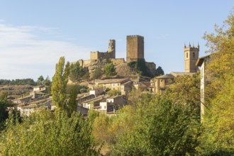 Castle of medieval village of Uncastillo, Cinco Villas, Zaragoza province, Aragon, Spain