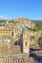 Elevated view of the church of Santa Maria dell'Itria and Ragusa Ibla in the distance, Ragusa Ibla,