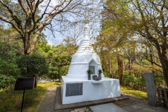 Small white pagoda, memorial for fallen soldiers in Burma during World War II, Ryoan-ji, Zen