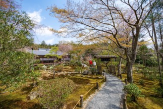 Path in the Japanese garden of Ryoan-ji temple, Zen Buddhist temple complex, in spring, Kyoto,