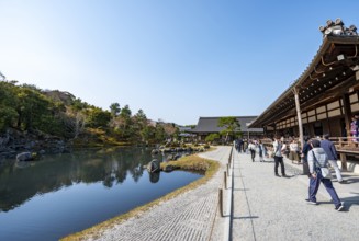 Japanese garden with Sogenchi Teien pond, Tenryu-ji, Zen Buddhist temple complex, Sagatenryuji