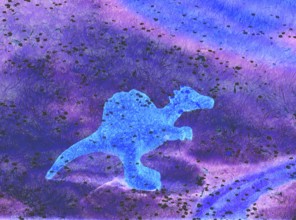 Miniature dinosaur composing, in studio, North Rhine-Westphalia, Germany