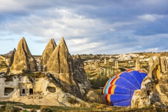 Balloon ride over fantastic tuff rock formations, Cappadocia, Turkey