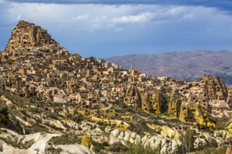 Uechisar Castle, fantastic tuff rock formations, Cappadocia, Turkey