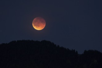 Full moon, blood moon, lunar eclipse, 2025, Upper Bavaria, Bavaria, Germany