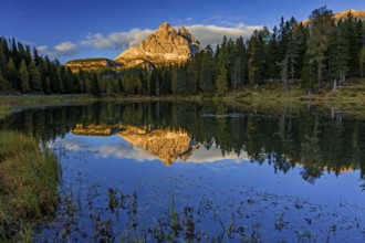 Mountain lake, mountains, reflection, sunny, evening light, Lake Antorno, Lake Antorno, Three
