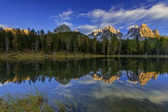 Mountain lake, mountains, reflection, sunny, evening light, Lake Antorno, Lake Antorno, Cadini