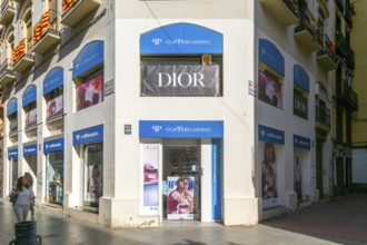 Perfume cosmetics shop store advertising Dior, Calle de Alfonso I, Zaragoza, Aragon, Spain