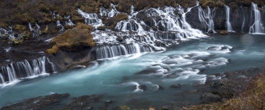 Waterfall, cascade, Hraunfossar, Iceland