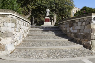 Monument, statue, Hippocrates also Hippocrates of Kos, famous ancient doctor, father of modern