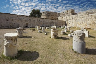 Fragments of columns in the courtyard, inner fortification, bastion, Neratzia fortress, also