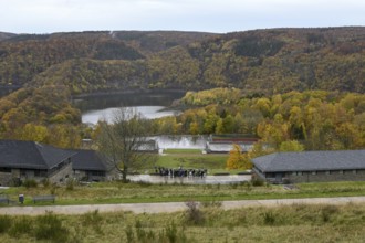 Group of visitors to the former NS Ordensburg Vogelsang, Eifel National Park, Schleiden-Gemünd,