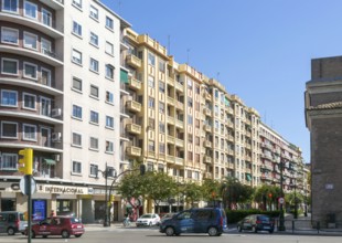 Modern residential apartment block buildings, Calle del Conde de Aranda, city centre of Zaragoza,