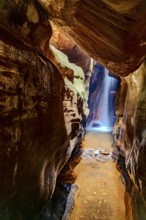 Waterfall in a cave in Ouro Preto, Minas Gerais state, Ouro Preto, Minas Gerais, Brazil