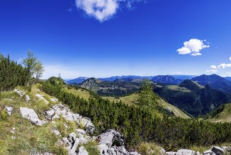 View from Egelseehörndl into the Osterhorn Group, Postalm, Salzkammergut, Province of Salzburg,