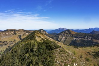 Drone shot, At the summit of Egelseehörndl, Postalm, Osterhorn Group, Salzkammergut, Province of