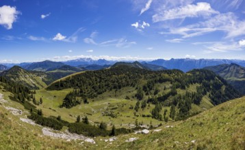 View from Hoher Zinken with Großes Radl and Dachstein, Postalm, Osterhorn Group, Salzkammergut,