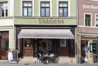 Goethe's chocolate shop in the old town of Weimar, Thuringia, Germany