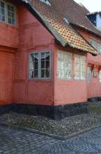 Typical red Danish half-timbered house in Assens, Funen island, Denmark, Scandinavia