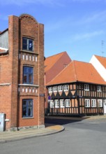 Street houses in Assens, Funen island, Denmark, Scandinavia