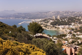 Overview, coastal landscape, Moraira, former fishing village, pearl of the Costa Blanca, Valencia,