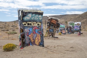 Goldfield, Nevada - The International Car Forest of the Last Church. Artist Mark Rippie has