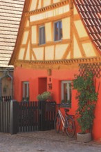Half-timbered house, historic façade in the old town, town of Heideck in the district of Roth,