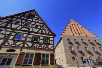 Fachwerkhäuser und Rathausplatz, city of Heideck in the district of Roth, Middle Franconia,