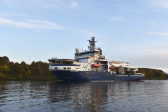 Icebreaker and offshore supply vessel BOTNICA sails through the Kiel Canal, NOK, Kiel Canal, Kiel