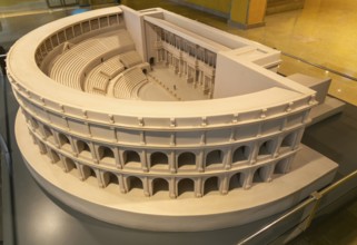 Scale model reconstruction of the Roman theatre amphitheatre, Zaragoza, Aragon, Spain
