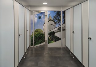 Clean, paid toilet in the main train station, Dortmund, Ruhr area, North Rhine-Westphalia, Germany