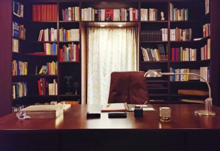 Willy Brandt's desk and study in the exhibition at the Willy-Brandt-Forum, Unkel,