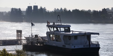 Rhine ferries mermaid at the pier on the river Rhine, Erpel, opposite the Ludendorff bridge on the