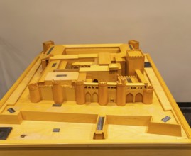 Scale model of castle Aljafería Palace, Zaragoza, Aragon, Spain