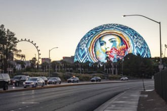 Las Vegas, Nevada - The Las Vegas Sphere, a music and entertainment venue. The exterior has