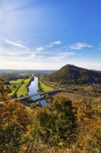 View from Porta Kanzel viewing platform to Wittekindsberg, Weser, Weser Valley, the North German