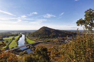 View from Porta Kanzel viewing platform to Wittekindsberg, Weser, Weser Valley, the North German