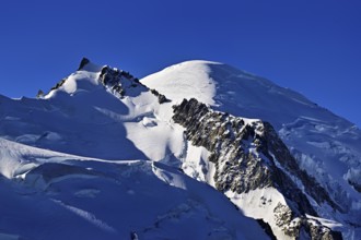 Mont Maudit covered with snow from the left, Mont-Blanc, Aiguille du Midi mountain station viewing